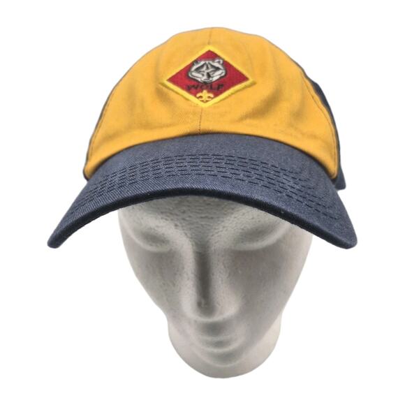 Vintage BSA Wolf Cub Scout Cap Blue Gold Boy Scouts of America M/L Adjustable - Picture 1 of 8